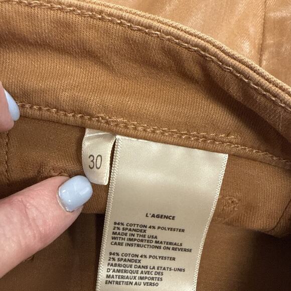 L’AGENCE Margot High Rise‎ Cropped Skinny Jeans Size 30 Java Coated Stretch - Picture 9 of 13